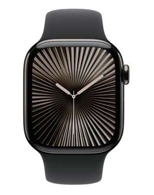 Apple Watch Series 10 GPS + Cellular 46mm Slate Titanium Case with Black Sport Band - M/L
