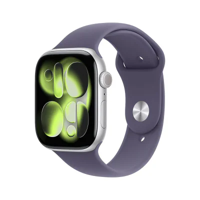 Apple Watch Series 11 GPS + Cellular 42 mm, carcasă Silver Aluminium, brățară Purple Fog Sport Band M/L