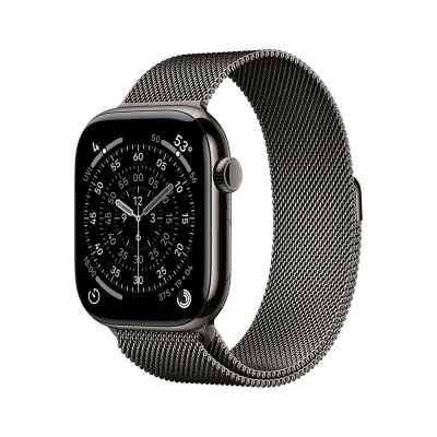 Apple Watch Series 11 GPS + Cellular 42 mm, carcasă Slate Titanium, brățară Slate Milanese Loop