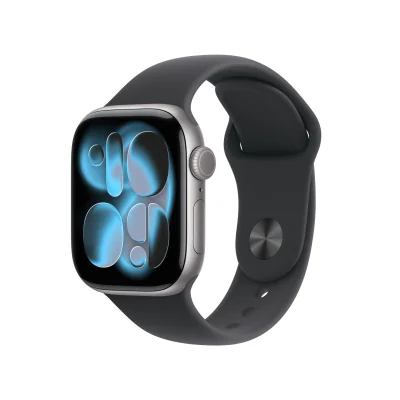 Apple Watch Series 11 GPS + Cellular 42 mm, carcasă Space Grey Aluminium, brățară Black Sport Band M/L