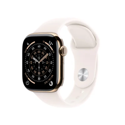 Apple Watch Series 11 GPS + Cellular 46 mm, carcasă Gold Titanium, brățară Light Blush Sport Band M/L