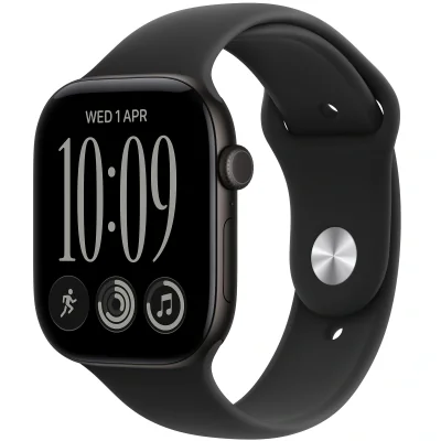 Apple Watch Series 12 GPS, Carcasa Black Aluminium 42mm, Black Sport Band - S/M
