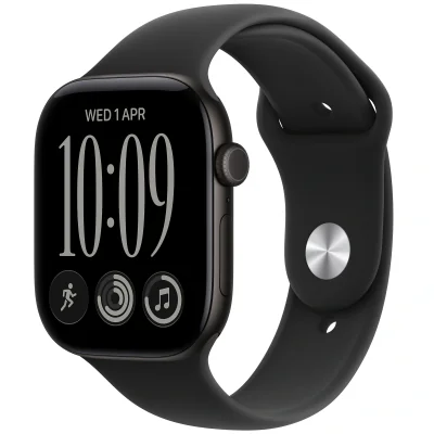 Apple Watch Series 12 GPS, Carcasa Black Aluminium 46mm, Black Sport Band - M/L
