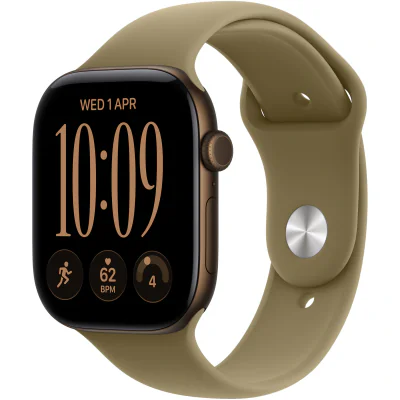 Apple Watch Series 12 GPS + Cellular, Carcasa Dark Bronze Aluminium 42mm, Olive Sport Band - M/L