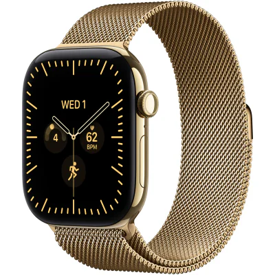 Apple Watch Series 12 GPS + Cellular, Carcasa Radiant Gold Titanium 42mm, Radiant Gold Milanese Loop