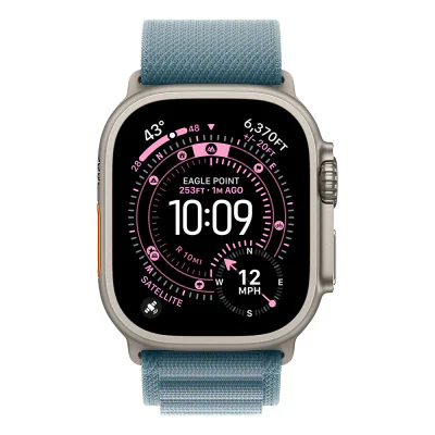 Apple Watch Ultra 3 GPS + Cellular 49mm Natural Titanium Case with Light Blue Alpine Loop - Small