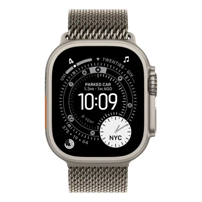 Apple Watch Ultra 3 GPS + Cellular 49mm Natural Titanium Case with Natural Titanium Milanese Loop - Small