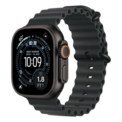 Apple Watch Ultra 3 GPS + Cellular 49 mm, carcasă Black Titanium, brățară Black Ocean Band