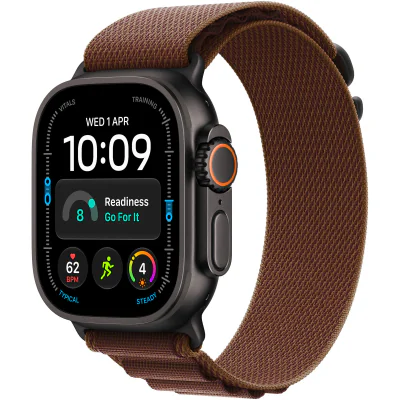 Apple Watch Ultra 4, GPS + Cellular, Carcasa Black Titanium 49mm, Burgundy Alpine Loop - M