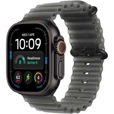 Apple Watch Ultra 4, GPS + Cellular, Carcasa Black Titanium 49mm, Translucent Black Ocean Band