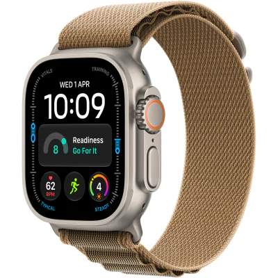Apple Watch Ultra 4, GPS + Cellular, Carcasa Natural Titanium 49mm, Desert Alpine Loop - S