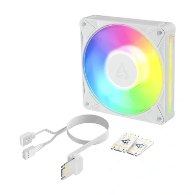 ARCTIC BioniX P12 A-RGB (White) 120 mm PWM Fan with Daisy Chain, Fan, 12 cm, 450 RPM, 3000 RPM, 129 m³/h, White