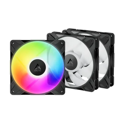 ARCTIC P14 Pro A-RGB - 3 Pack 140 mm A-RGB PWM Fan with Cable Splitter, Fan, 14 cm, 400 RPM, 2500 RPM, 186 m³/h, Black