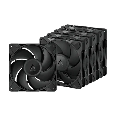 ARCTIC P14 Pro PST - 5 Pack 140 mm PWM Fan with Cable Splitter, Fan, 14 cm, 400 RPM, 2500 RPM, 186 m³/h, Black