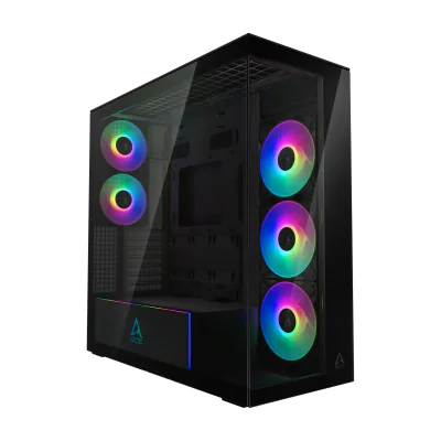 ARCTIC Xtender (Mirror Black) Premium E-ATX PC Case, Midi Tower, PC, Black, EATX, Metal, Tempered glass, Gaming