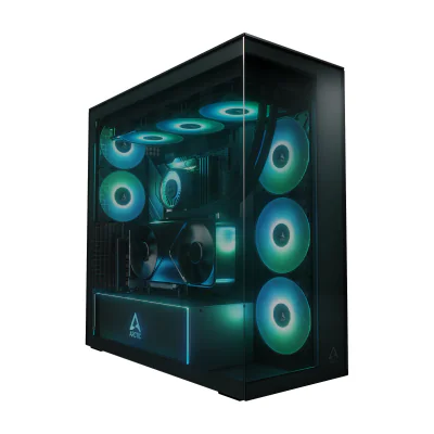 ARCTIC Xtender VG (Black) Premium E-ATX PC Case with Vertical GPU Mounting, Midi Tower, PC, Black, EATX, Metal, Tempered glass, Gaming