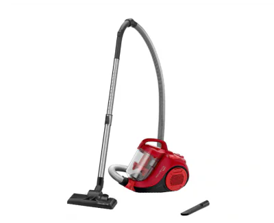 Aspirator fara sac Rowenta RO2913EA, putere 750 W,tip aspirare Mono- ciclonică, fără sac, nivel de zgmomot 77Db, 3 niveluri de filtrare, maner clasic, culoare rosu