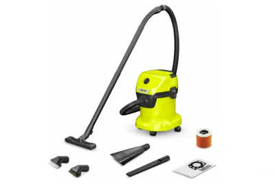 Aspirator multifunctional Karcher WD 3 Premium, Aspirare umeda si uscata, 17 l, Furtun 2 m, 1000 W, Sac filtru din hartie, Functie de suflare, Galben/Negru
