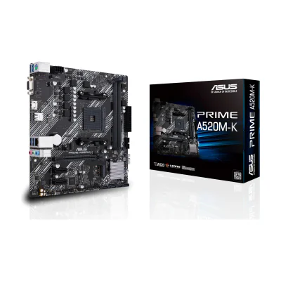 ASUS PRIME A520M-K, AMD, Socket AM4, AMD Ryzen™ 3, AMD Ryzen™ 5, AMD Ryzen™ 7, Socket AM4, DDR4-SDRAM, 64 GB