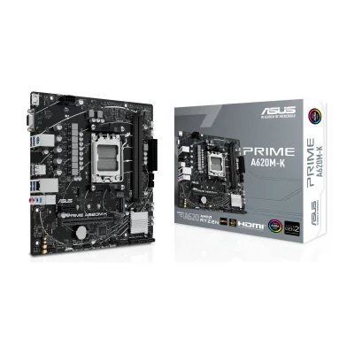 ASUS PRIME A620M-K, AMD, Socket AM5, AMD Ryzen 7000 Series, Socket AM5, DDR5-SDRAM, 96 GB