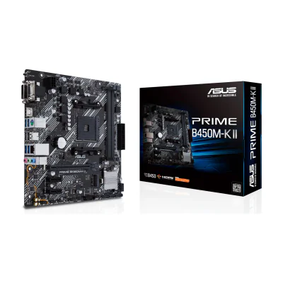 ASUS Prime B450M-K II, AMD, Socket AM4, AMD Ryzen 2000 Series, AMD Ryzen Threadripper 1000 Series, AMD Ryzen Threadripper 2000 Series, DDR4-SDRAM, 64 GB, DIMM