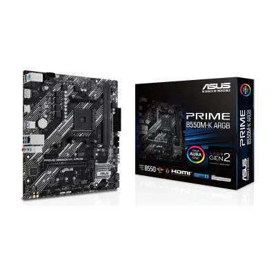 ASUS PRIME B550M-K ARGB, AMD, Socket AM4, DDR4-SDRAM, 64 GB, DIMM, Dual-channel