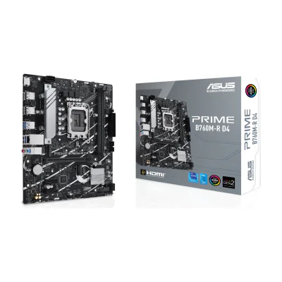 ASUS PRIME B760M-R D4, Intel, LGA 1700, Intel Core i9 14th Gen, Intel Core i3 12th Gen, Intel Core i3 13th Gen, Intel Core i5 12th Gen,..., LGA 1700, DDR4-SDRAM, 64 GB
