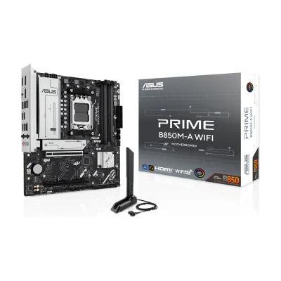 ASUS PRIME B850M-A WIFI, AMD, Socket AM5, AMD Ryzen 7000 Series, AMD Ryzen 8000 Series, AMD Ryzen 9000 Series, DDR5-SDRAM, 256 GB, DIMM