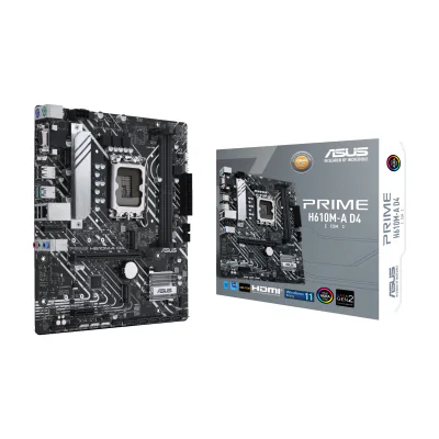 ASUS PRIME H610M-A D4-CSM, Intel, LGA 1700, Intel® Celeron®, Intel® Core™ i3, Intel® Core™ i5, Intel® Core™ i7, Intel® Core™ i9, Intel® Pentium®, DDR4-SDRAM, LPDDR3-SDRAM, 64 GB, DIMM