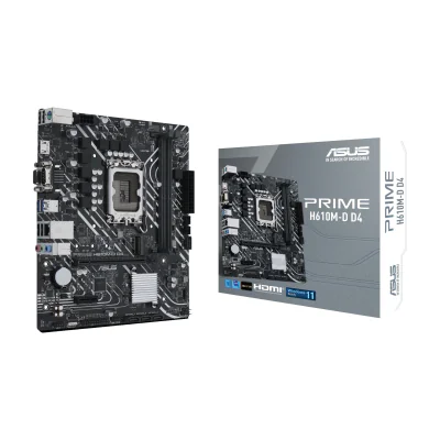 ASUS PRIME H610M-D D4, Intel, LGA 1700, Intel® Celeron®, Intel® Core™ i3, Intel® Core™ i5, Intel® Core™ i7, Intel® Core™ i9,..., DDR4-SDRAM, 64 GB, DIMM