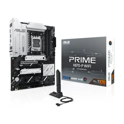 ASUS Prime X870-P WIFI, AMD, Socket AM5, AMD Ryzen 7000 Series, AMD Ryzen 8000 Series, AMD Ryzen 9000 Series, Socket AM5, DDR5-SDRAM, 192 GB