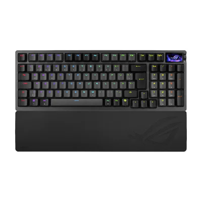 ASUS ROG Azoth 96 HE, 96%, Wired & Wireless, USB + RF Wireless + Bluetooth, Magnetic-mechanical key switch, RGB LED, Black
