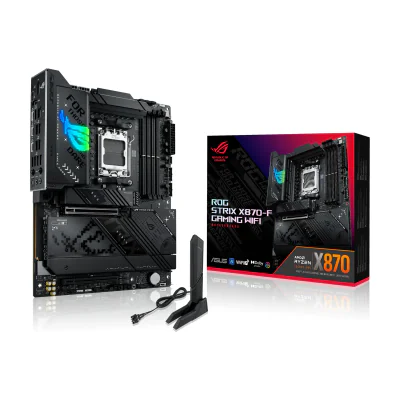 ASUS ROG STRIX X870-F GAMING WIFI, AMD, Socket AM5, AMD Ryzen 7000 Series, AMD Ryzen 8000 Series, AMD Ryzen 9000 Series, DDR5-SDRAM, 192 GB, DIMM