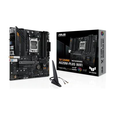 ASUS TUF GAMING A620M-PLUS WIFI, AMD, Socket AM5, AMD Ryzen 7000 Series, DDR5-SDRAM, 128 GB, Dual-channel