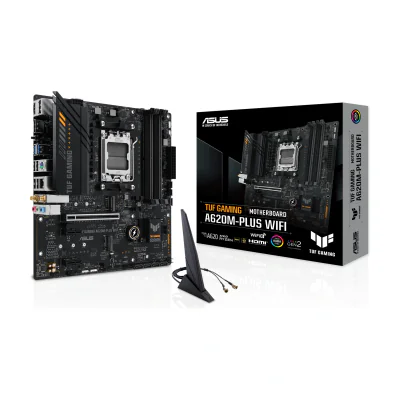 ASUS TUF GAMING A620M-PLUS WIFI, AMD, Socket AM5, AMD Ryzen 7000 Series, DDR5-SDRAM, 128 GB, Dual-channel