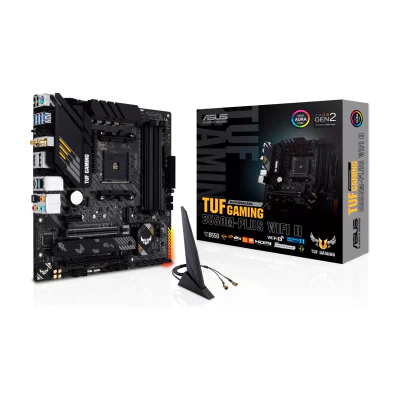 ASUS TUF GAMING B550M-PLUS WIFI II, AMD, Socket AM4, AMD Ryzen 3000 Series, AMD Ryzen 5000 Series, Socket AM4, DDR4-SDRAM, 128 GB
