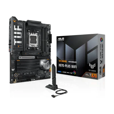 ASUS TUF GAMING X870-PLUS WIFI, AMD, Socket AM5, AMD Ryzen 7000 Series, AMD Ryzen 8000 Series, AMD Ryzen 9000 Series, DDR5-SDRAM, 192 GB, DIMM
