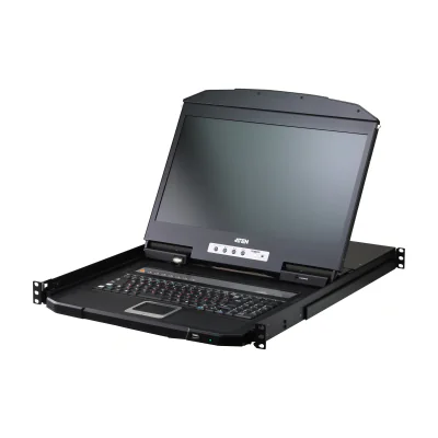 ATEN 1-Local/Remote Shared Access 8-Port USB HDMI Single Rail WideScreen FHD LCD KVM over IP Switch, 1920 x 1200 pixels, Ethernet LAN, WUXGA, Rack mounting, 1U, Black