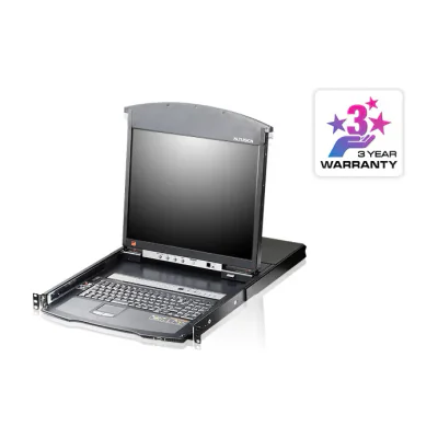 ATEN 16-Port 19" LCD Cat5e/6 KVM Over IP Switch (Dual Rail), 48.3 cm (19"), LCD, USB, PS/2, USB, PS/2, VGA, US English