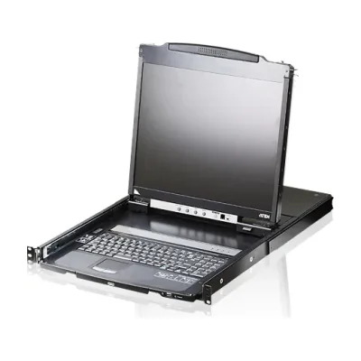 ATEN 19" LCD Console (USB - PS/2 VGA) with USB Peripheral port (Dual Rail), 48.3 cm (19"), LCD, VGA, US English, QWERTY, 1 A