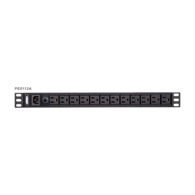 ATEN 1U 10A 12Port Basic PDU, Basic, 1U, Aluminium, Black, 12 AC outlet(s), C13 coupler