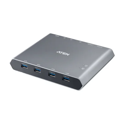 ATEN 2-Port 4K DisplayPort USB-C KVM Dock Switch with Power Pass-through, 3840 x 2160 pixels, 4K Ultra HD, Silver