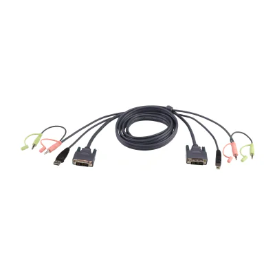 ATEN DVI-D USB KVM Cable 5m, 5 m, DVI-D, Black, USB Type-A/3.5mm/DVI-D, USB Type-B/3.5mm/DVI-D, Male