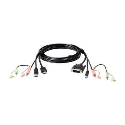 ATEN HDMI to DVI-D USB USB KVM Cable with Audio; 1,8M USB HDMI to DVI-D, 1.8 m, Black, HDMI Type A (Standard), DVI-D, Male, Male