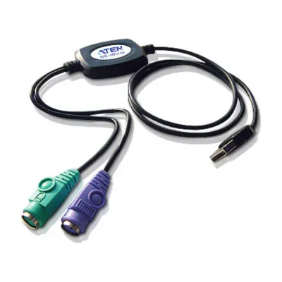 ATEN PS/2 to USB Adapter, 0.9 m, 2x 6-p Mini-DIN, USB A, Male, Female, Black