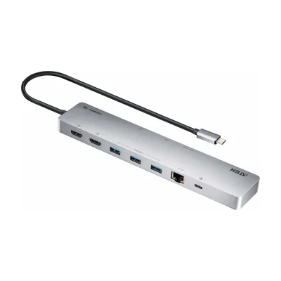 ATEN UH3240-AT, Wired, USB Type-C, 100 W, 1000 Mbit/s, Silver, MicroSD (TransFlash), MicroSDHC, MicroSDXC, SD, SDHC, SDXC