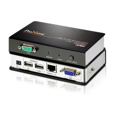 ATEN USB VGA KVM Extender (150m), Transmitter & receiver, Wired, 150 m, Cat5e, 1920 x 1200, 1600 x 1200, 1280 x 1024, Black, Grey