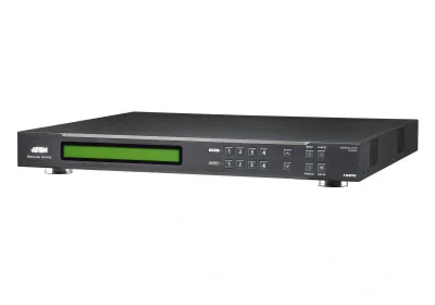 ATEN VM0404HA. Tipul de produs: Comutator matrice AV, Rata de transfer de date: 10,2 Gbit/s, Tact maxim pixel: 340 MHz. Culoare carcasă externă: Negru, Material carcasă: Metal. Conector USB: Micro-USB. Consum de energie (max): 9,62 W. Produse per cut