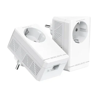 AV1000 Gigabit Passthrough Powerline Starter Kit KIT: 2× MP500P SPEED: 1000 Mbps Powerline SPEC: 1× Gigabit Port, Wall Plugged, HomePlug AV2, Extra Power Socket FEATURE: Plug and Play, Power Saving, Pair for More Security