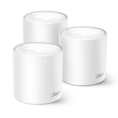AX1500 Whole Home Mesh Wi-Fi 6 System SPEED: 300 Mbps at 2.4 GHz + 1201 Mbps at 5 GHz SPEC: Internal Antennas, 2× Gigabit Ports (WAN/LAN auto-sensing) FEATURE: Deco App, Router/AP Mode, IPv6, IPTV, Parental Controls, QoS, OFDMA, MU-MIMO, 1024-QAM, WP